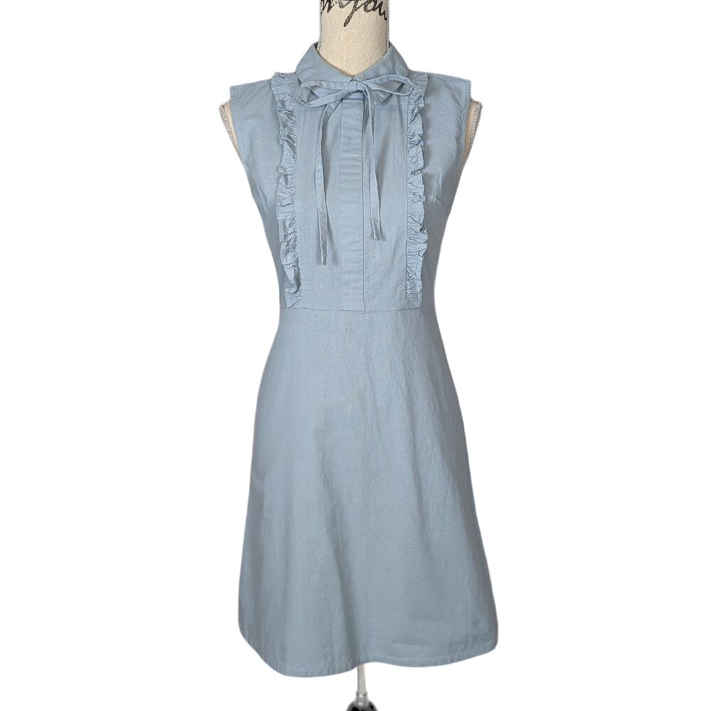 Asos Sleeveless Collared A Line Dress Light Blue Size 4